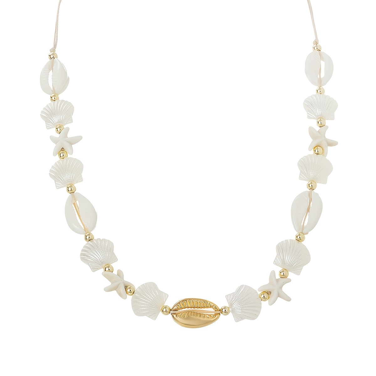 Handmade Beach Theme Adjustable Necklace with Shells